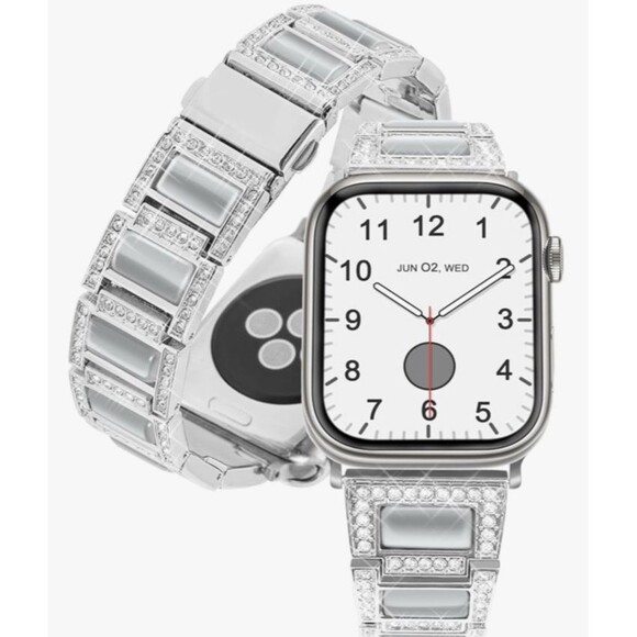 Handodo Guard Band Apple Watch Bend Silver White Catseye 42mm (44/45/46/49mm) - Picture 1 of 15